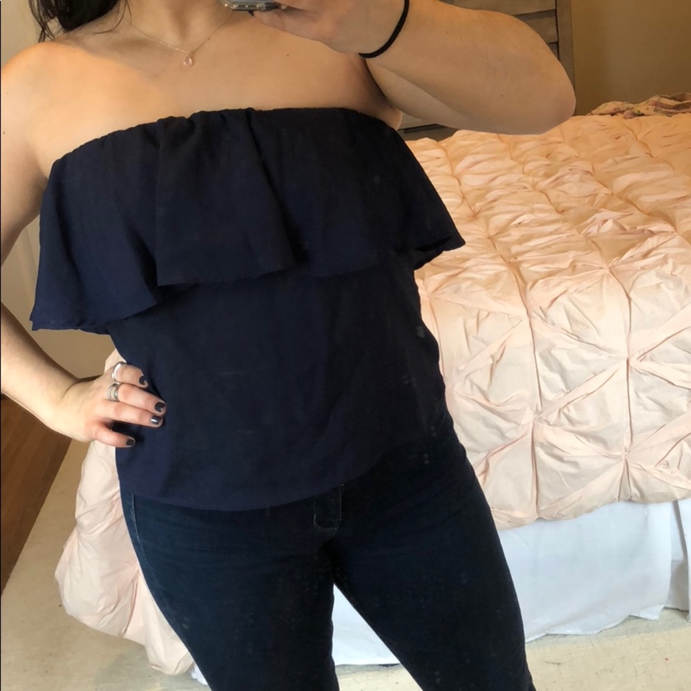 Strapless Navy Top